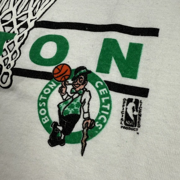 VTG 90'S SALEM BOSTON CELTICS WHITE BASKETBALL T-SHIRT SZ M USA CHAMPIONS - Picture 3 of 10
